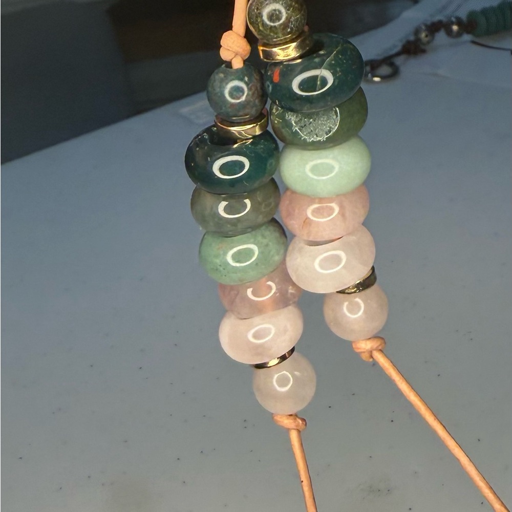 Multicolor Jasper, Jade and quartz bead bag charm